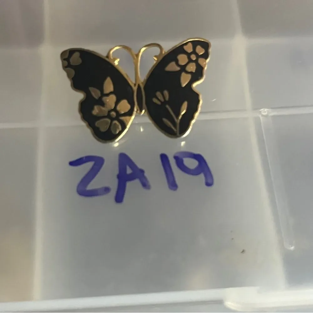 Vintage Elegant Silver Black Butterfly Brooch Pin Jewelry